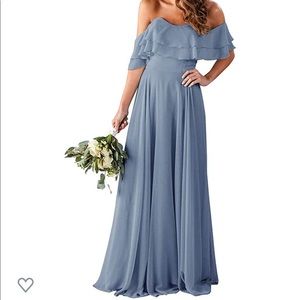 Off The Shoulder Dresses Chiffon Long w/Pockets